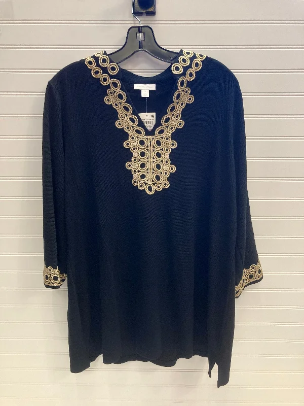 Black & Gold Top Long Sleeve Charter Club, Size 1x