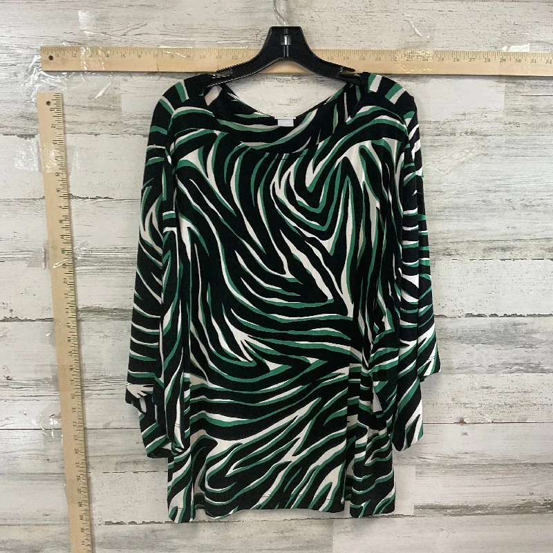 Black & Green Top 3/4 Sleeve Chicos, Size Xxl