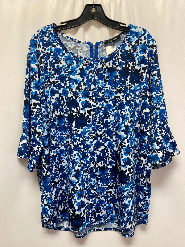 Blue Top 3/4 Sleeve Clothes Mentor, Size 2x