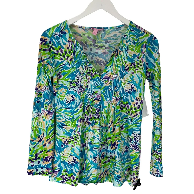 Blue Top Long Sleeve Designer Lilly Pulitzer, Size Xs