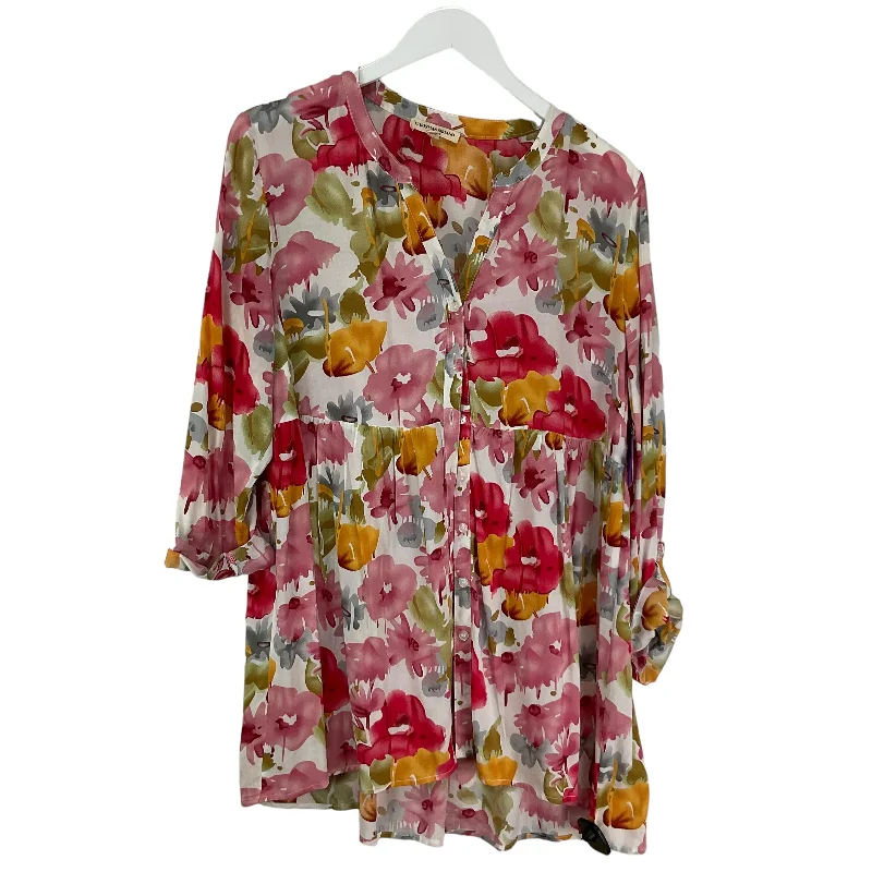 Floral Print Top 3/4 Sleeve Christian Siriano, Size M