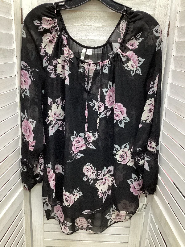 Floral Print Top Long Sleeve Basic Lc Lauren Conrad, Size M