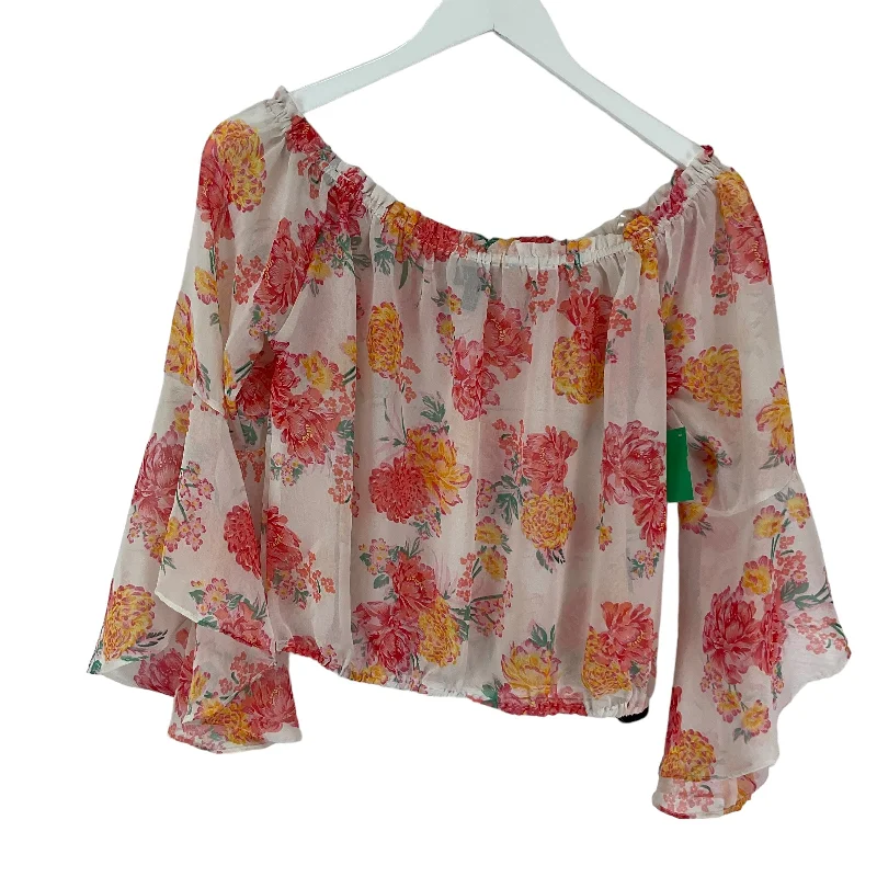 Floral Print Top Long Sleeve Clothes Mentor, Size M