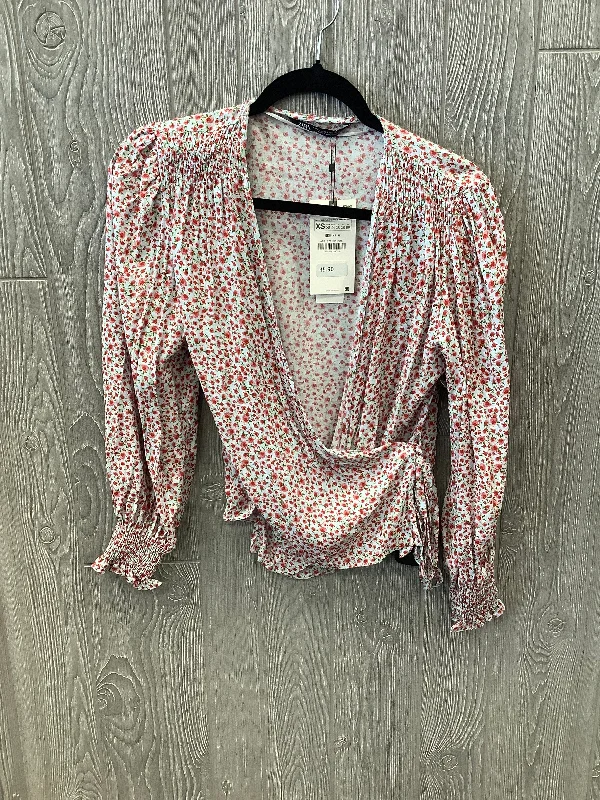 Floral Print Top Long Sleeve Zara, Size Xs