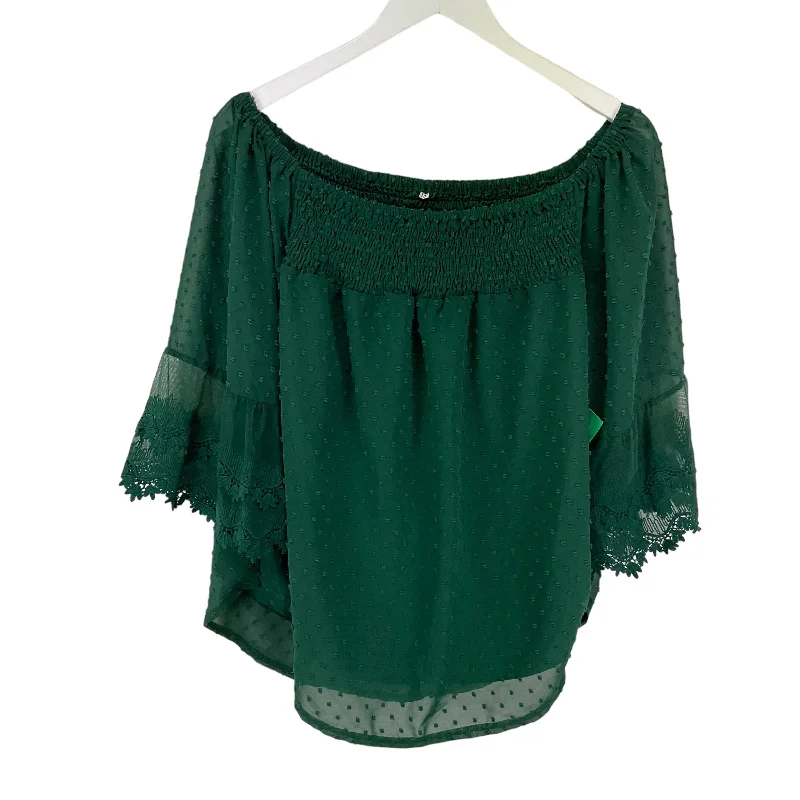 Green Top 3/4 Sleeve Clothes Mentor, Size M