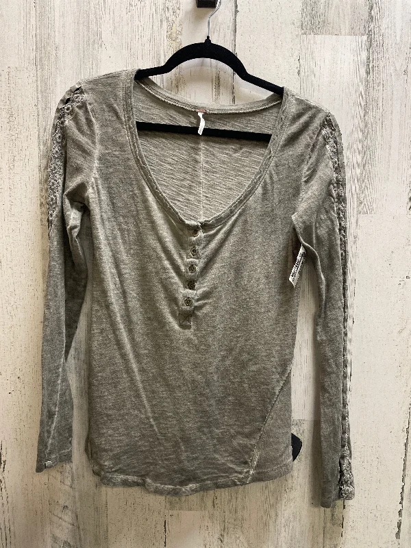 Green Top Long Sleeve Free People, Size L