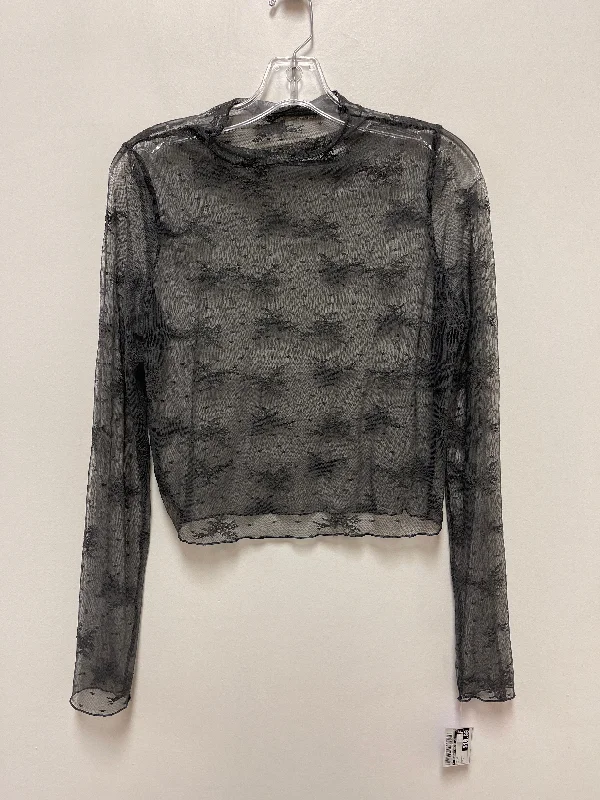 Grey Top Long Sleeve Clothes Mentor, Size M