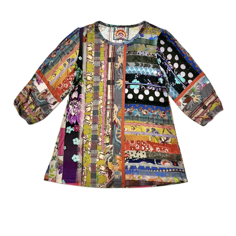 Multi-colored Top 3/4 Sleeve By Johnny Was, Size: Xs