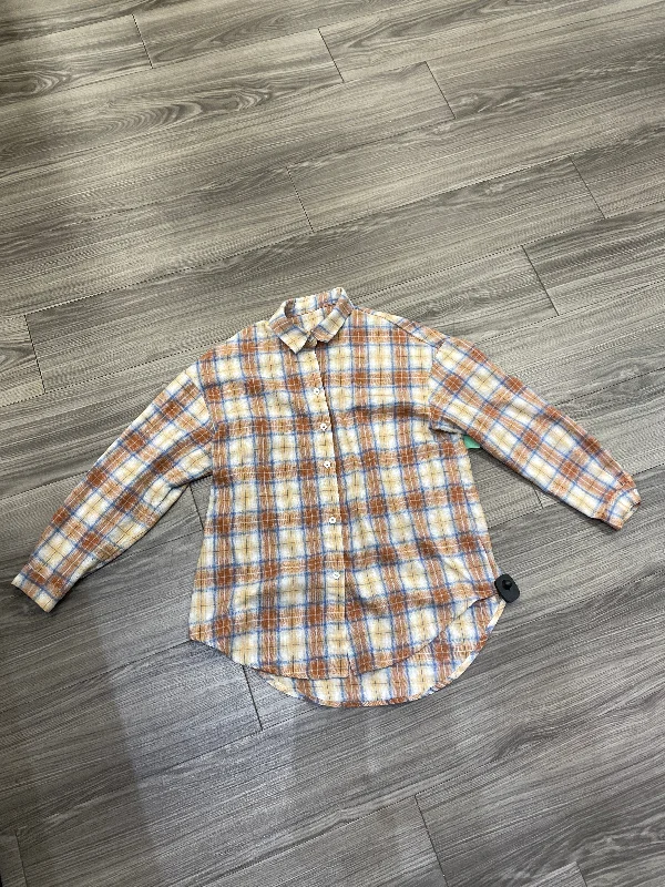 Plaid Pattern Top Long Sleeve Clothes Mentor, Size S