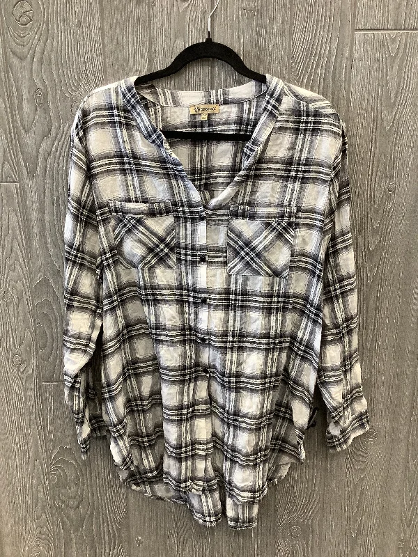 Plaid Pattern Top Long Sleeve Democracy, Size Xl