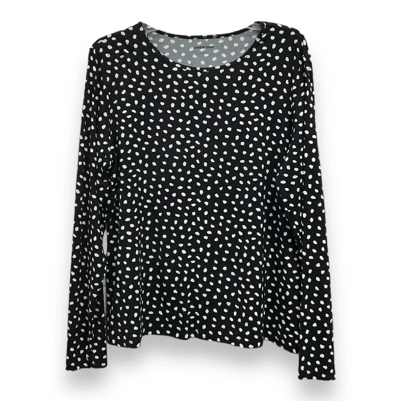 Polkadot Pattern Top Long Sleeve Basic Lands End, Size L