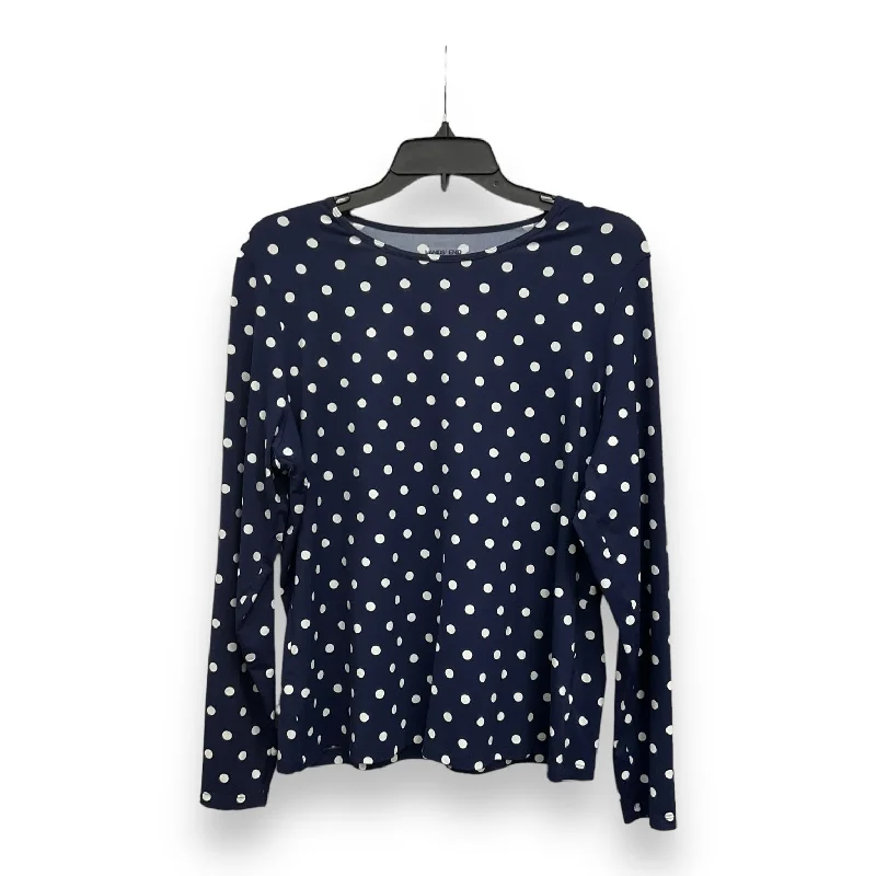 Polkadot Pattern Top Long Sleeve Basic Lands End, Size L