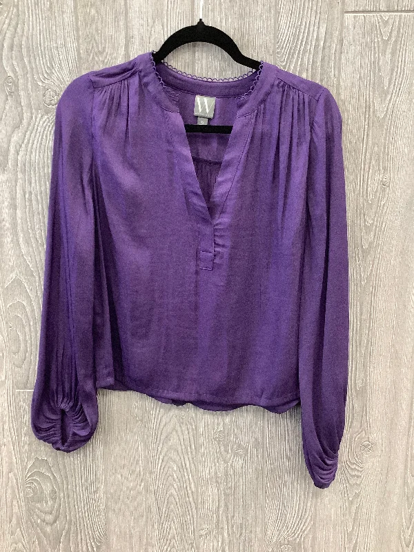 Purple Top Long Sleeve Basic Worthington, Size Xs