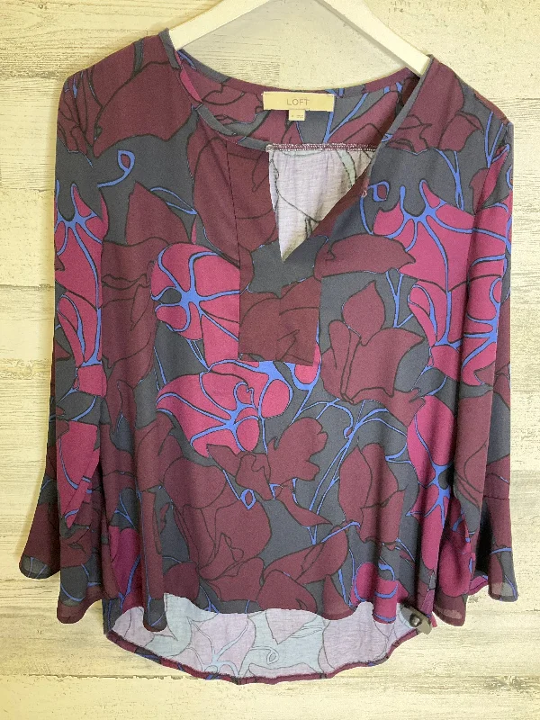 Red Top Long Sleeve Loft, Size M