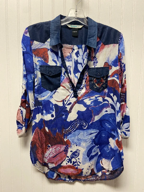 Red White Blue Top Long Sleeve Desigual, Size M