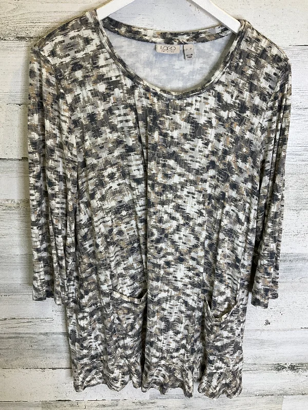 Taupe Tunic 3/4 Sleeve Logo, Size Xl