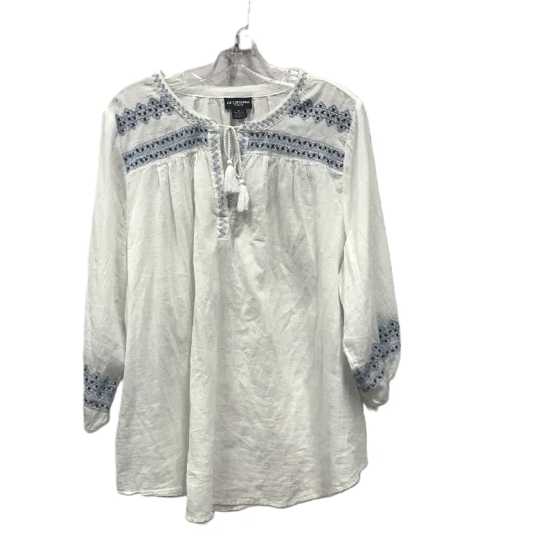 White Top Long Sleeve By Liz Claiborne, Size: 1x