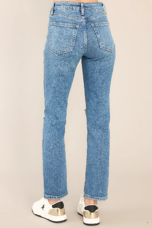 All The Rage Medium Wash Distressed Straight Jeans