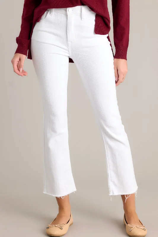 Angel Wing White Cropped Flare Jeans