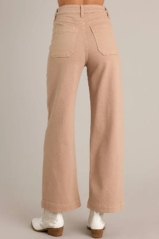 Around The City Tan Wide Leg Jeans