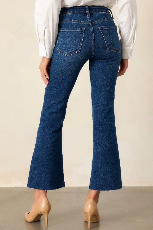 Back And Forth Dark Wash Cropped Flare Jeans