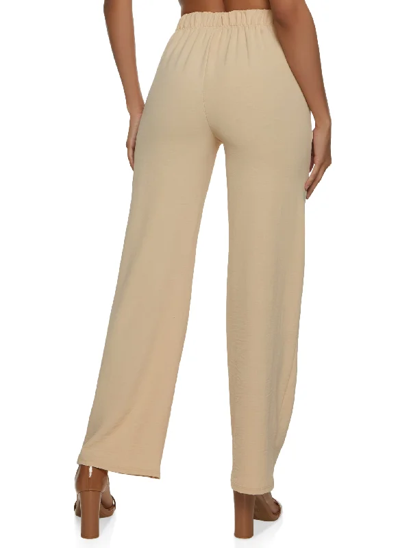 Crepe Knit High Waisted Wide Leg Pants