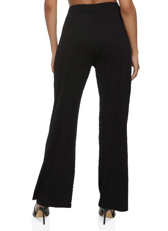 Ribbed Knit Wide Leg Pants