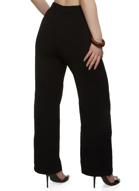 Solid High Waisted Wide Leg Pants