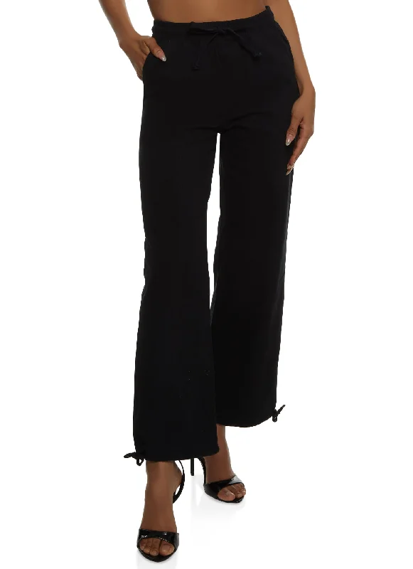 Tie Hem Wide Leg Pants