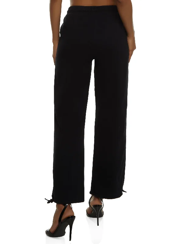 Tie Hem Wide Leg Pants