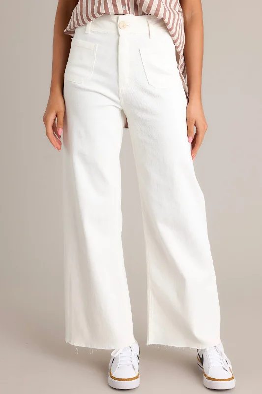 Classic Charm Ivory Wide Leg Jeans