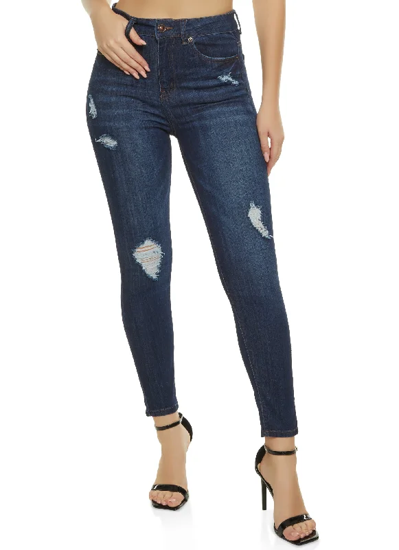 WAX Stretch Distressed High Waisted Jeans