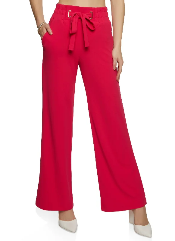 Tie Front Waist Wide Leg Pants