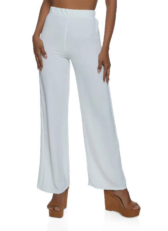 Crepe Knit High Waisted Wide Leg Pants