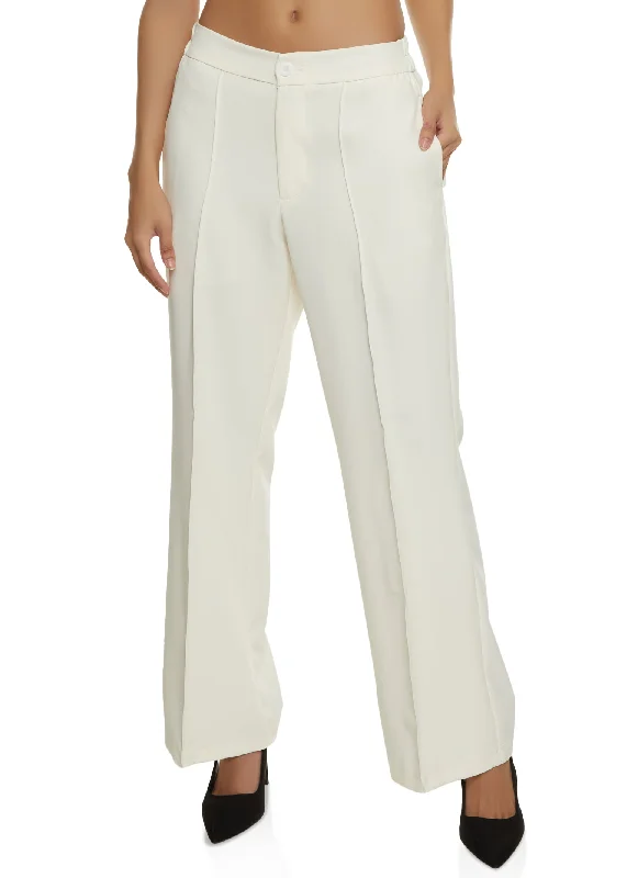 Crepe Knit Pintuck Wide Leg Pants