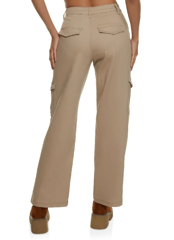 Twill Wide Leg Cargo Pants