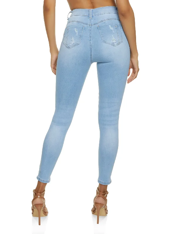 WAX Distressed Frayed Skinny Jeans