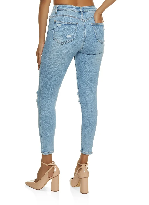 WAX Distressed High Waist Skinny Jeans