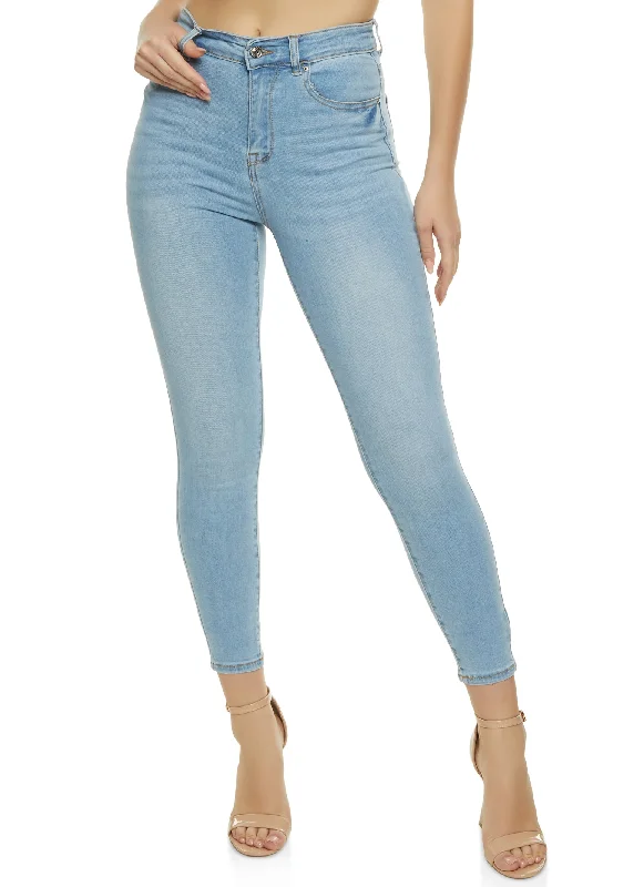 WAX High Rise Solid Cropped Skinny Jeans