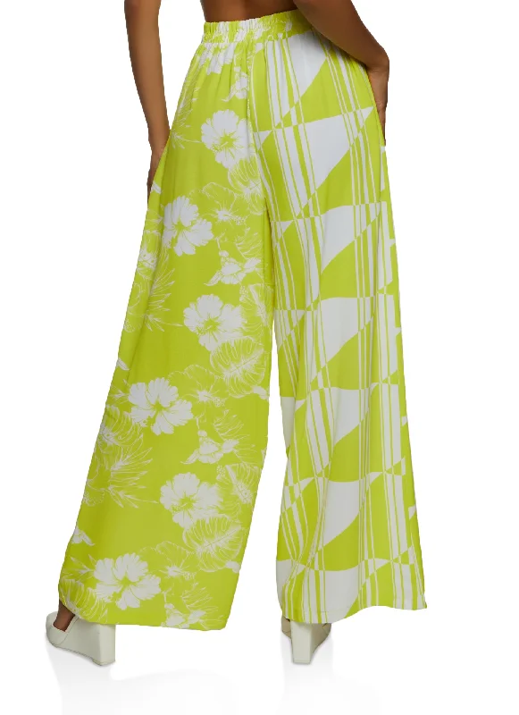 Mixed Print Palazzo Pants