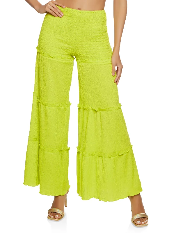 Smocked Tiered Palazzo Pants