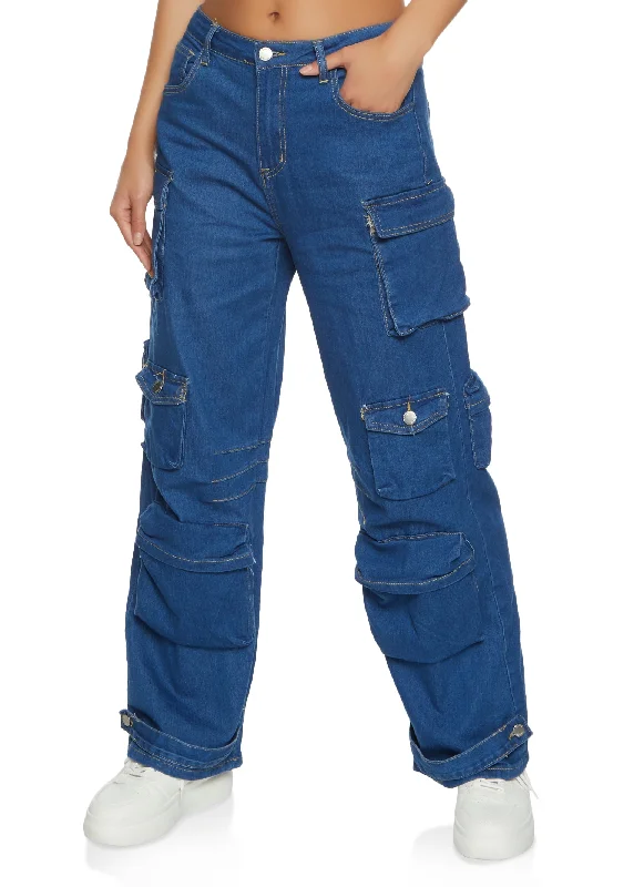 Straight Leg Cargo Jeans