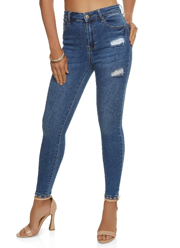 WAX Basic Distressed High Waist Skinny Jeans