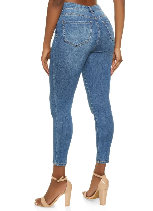 WAX High Rise Solid Cropped Skinny Jeans