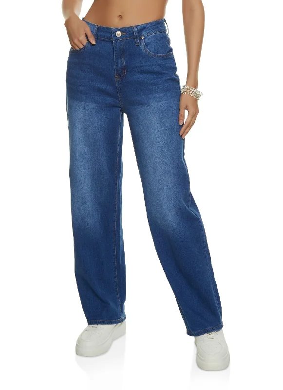 WAX High Waist Straight Wide Leg Jeans