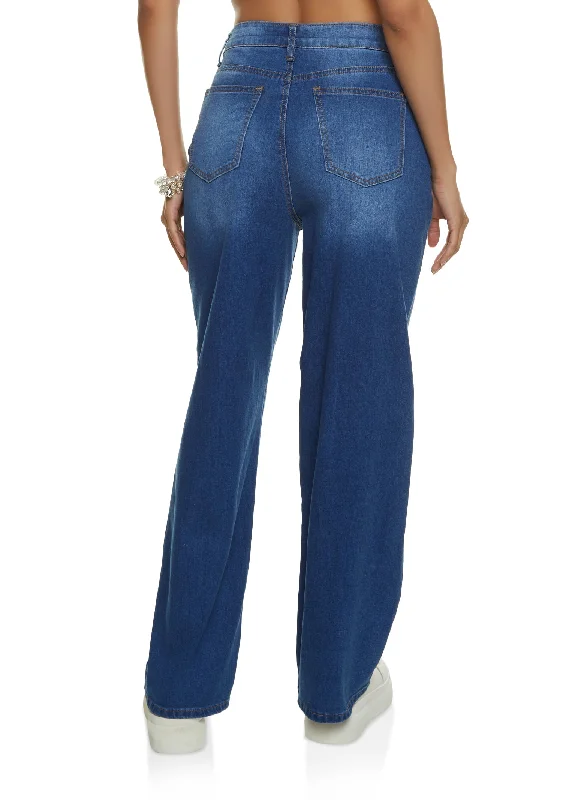 WAX High Waist Straight Wide Leg Jeans