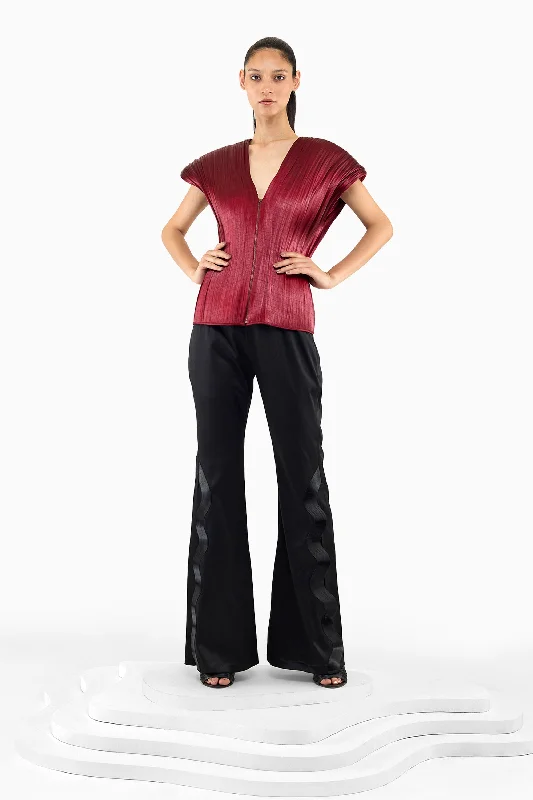 METAL RIPPLE FLARE TROUSERS