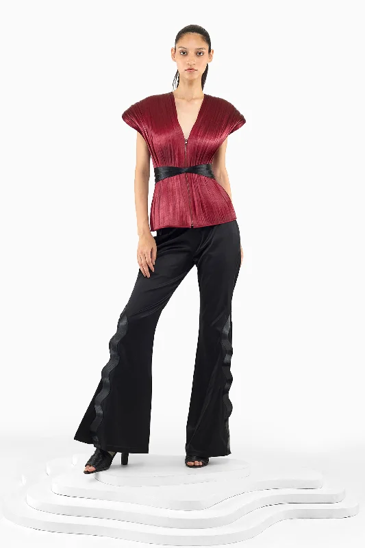 METAL RIPPLE FLARE TROUSERS