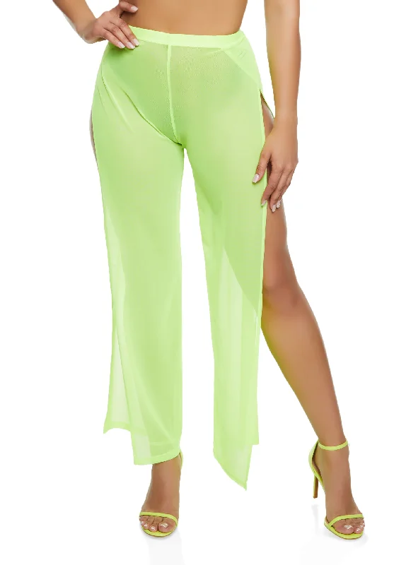 Daisy Mesh Open Side Wide Leg Pants