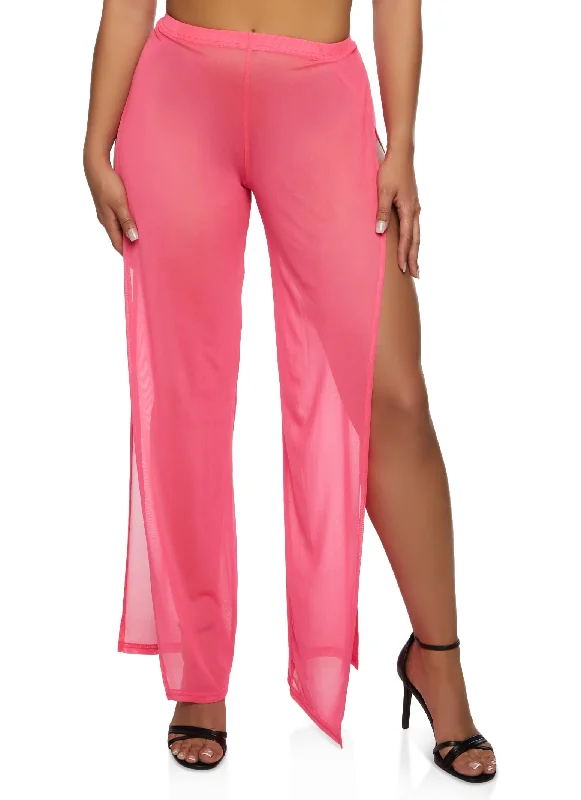 Daisy Mesh Open Side Wide Leg Pants